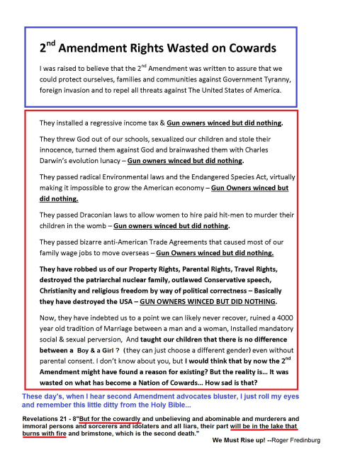 2nd Amendment Rights Wasted on Cowards