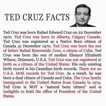 TED CRUZ INELIGIBLE