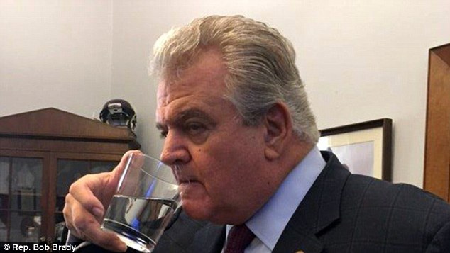 Sipping: Representative Bob Brady (above), a devout Catholic and Democrat from Pennsylvania took Pope Francis' water glass on Thursday