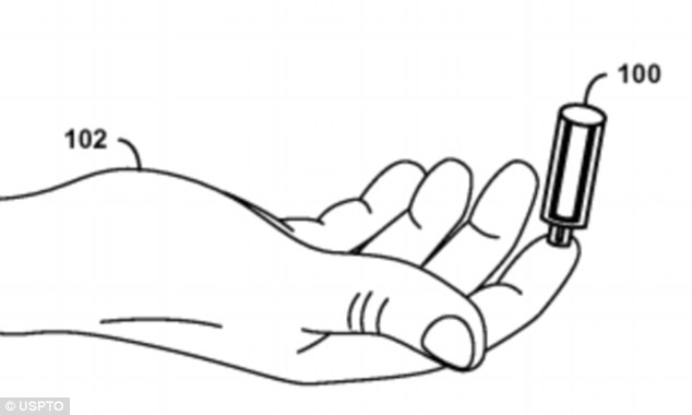 Google has filed a patent for a 'needle-free blood draw' system that could be part of a wearable attached to someone's wrist, or a hand-held device (illustrated). The filing describes a machine that sends a pulse of gas into a barrel containing a 'micro-particle' capable of puncturing the skin and drawing a small drop of blood