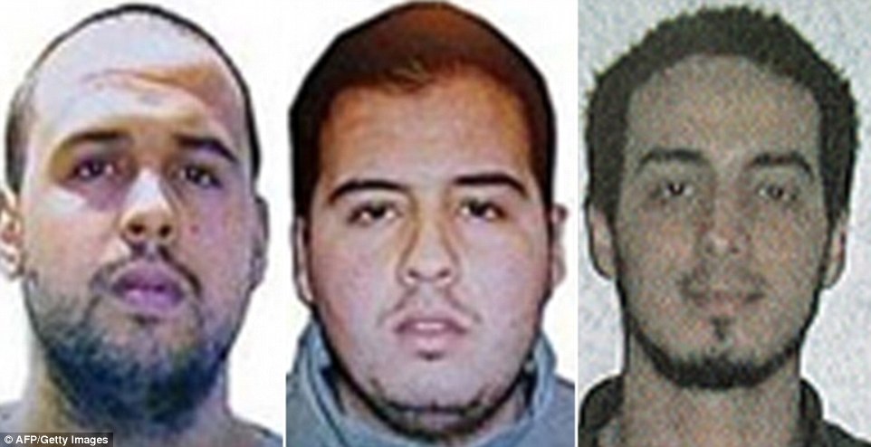Brussels bombers: (Pictured left to right) Brothers Khalid El Bakraoui and Ibrahim El Bakraoui have been named as suicide bombers and explosives expert Najim Laachraoui is the third mastermind who helped kill 34 people yesterday