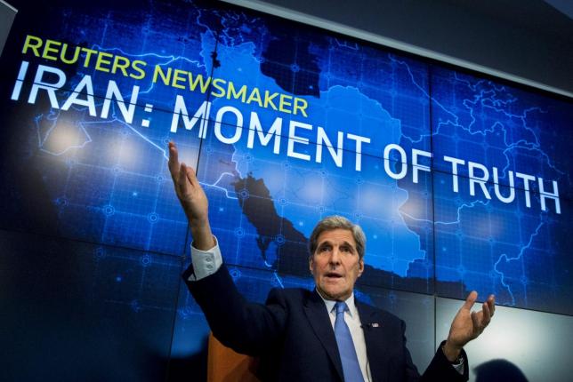 U.S. Secretary of State John Kerry speaks during a Reuters Newsmaker event on the nuclear agreement with Iran, in New York August 11, 2015. REUTERS/Brendan McDermid