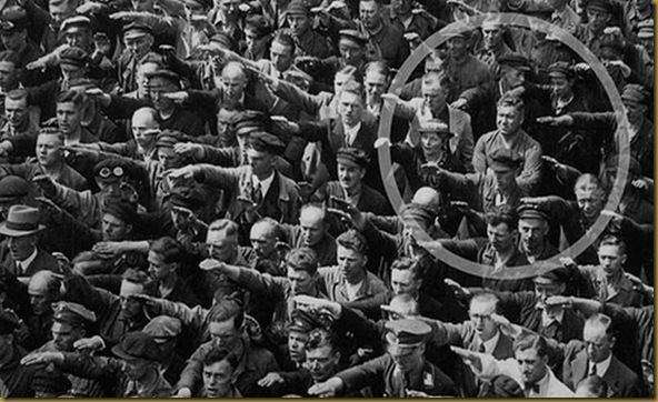 The whole society conformed to the tyranny of confusion, except for one man, August Landmesser, who was eventually arrested