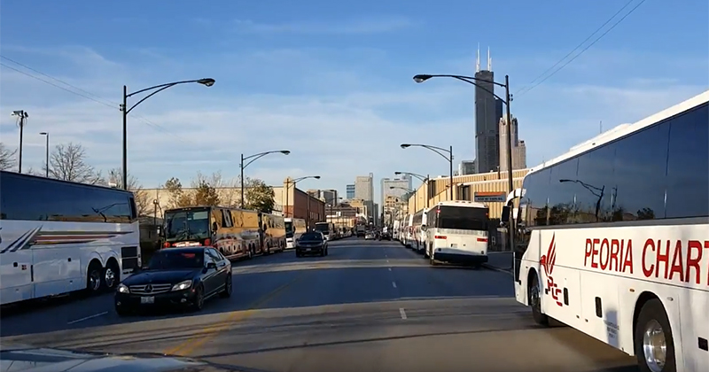 Blocks Of Anti-Trump Protest Buses Caught On Tape
